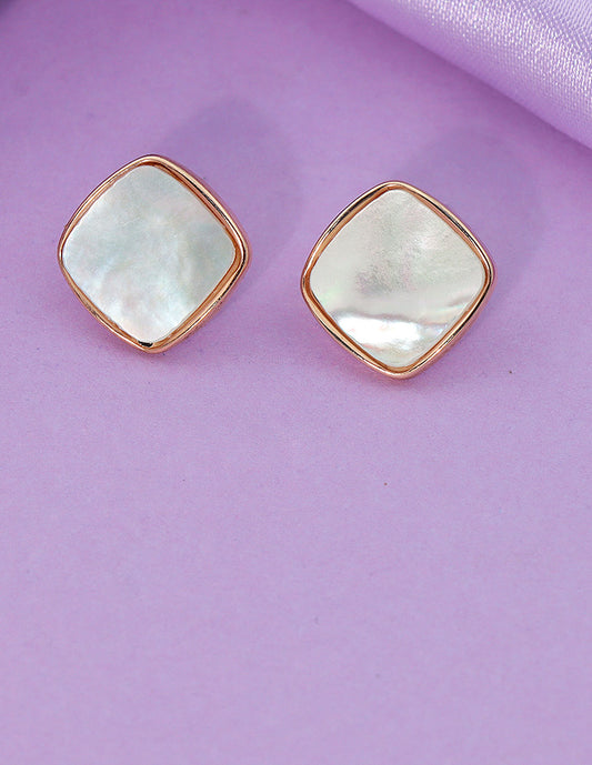 Designer Satin Sheen Square Stud Earrings