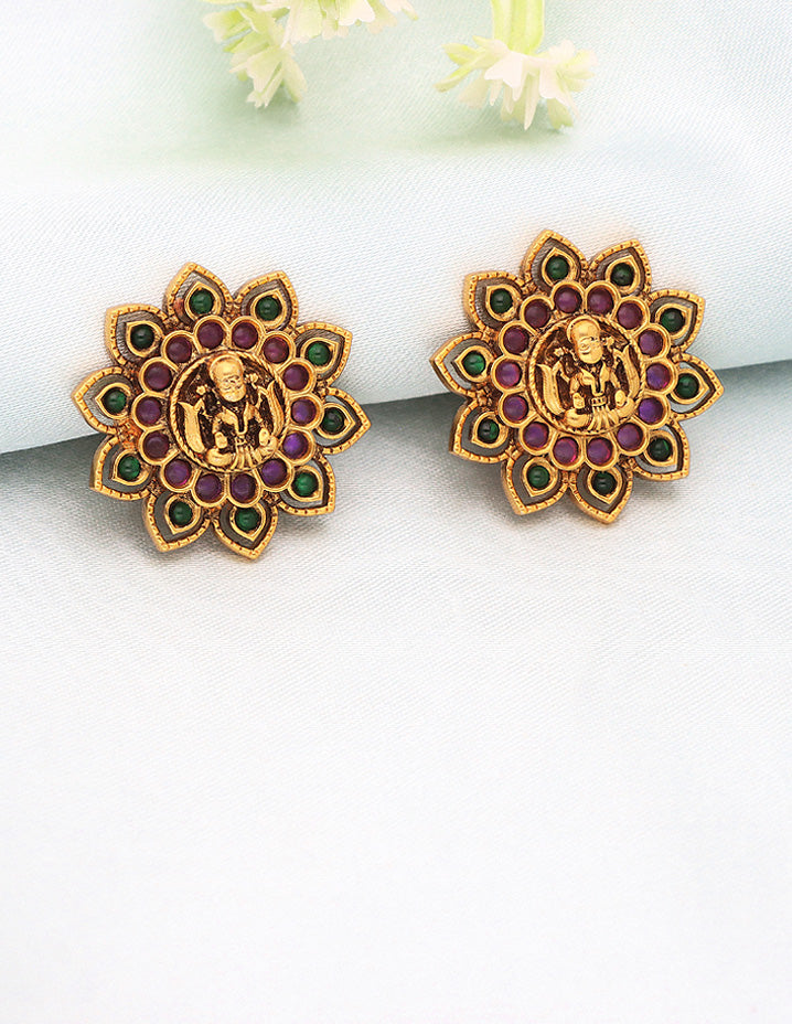 Designer Antique Lakshmi Devi Stud Earrings