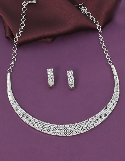 Designer Rhodium Polish Zirconia Necklace Set