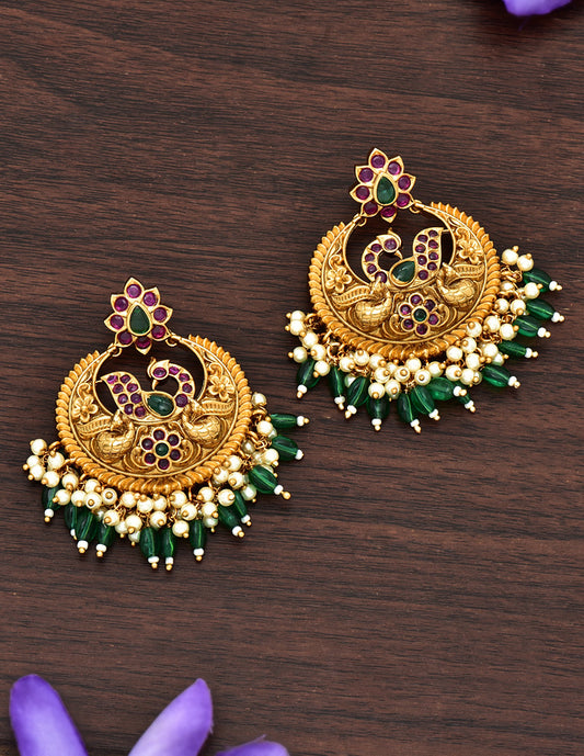 kempu Chandbali Designer Earrings