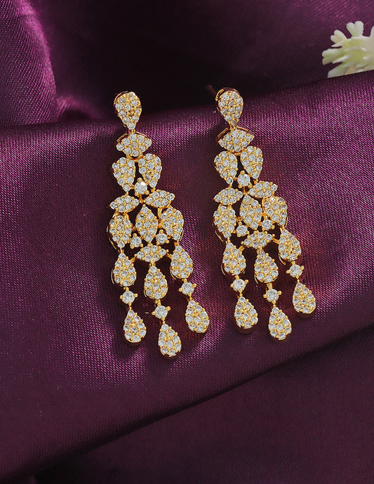 Designer Zirconia Floral Cascade Sparkle Earrings