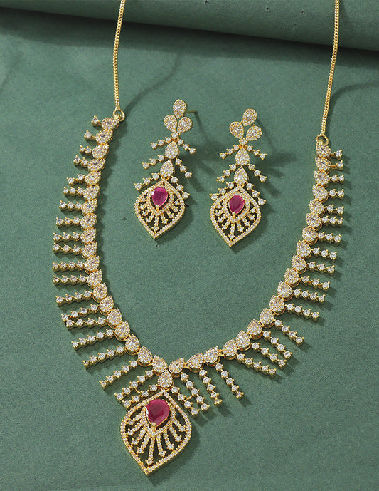 Designer Gold Polish Zirconia Necklace Set