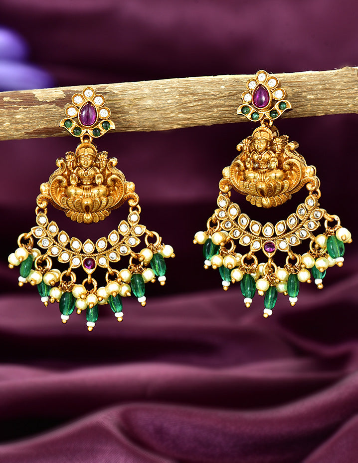 kempu Chandbali Designer Earrings Violet Purple Designer