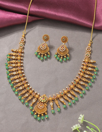Designer Elegant Matt Kempu Necklace Set