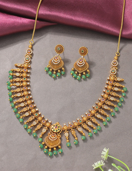 Designer Elegant Matt Kempu Necklace Set