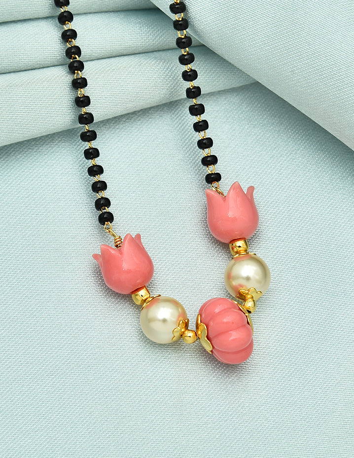 Designer Peach Black Beads