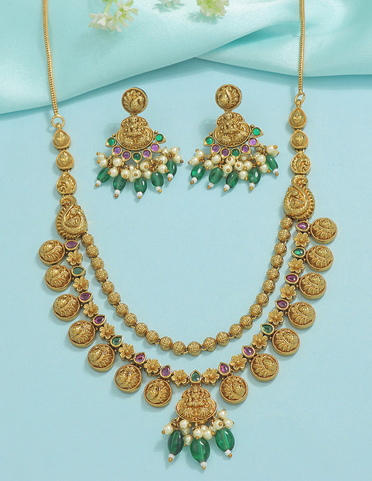 Designer Elegant Matt Kempu Necklace Set