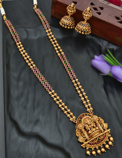 Antique 2 Ball Chain Lakshmi Devi Long Haaram