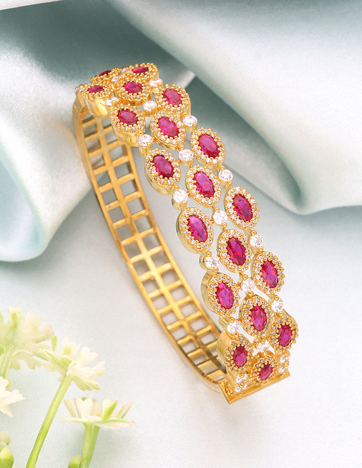 Buy Gold Plated Imitation Jewelry AD stone Sleek Kada Bangle online-Griiham