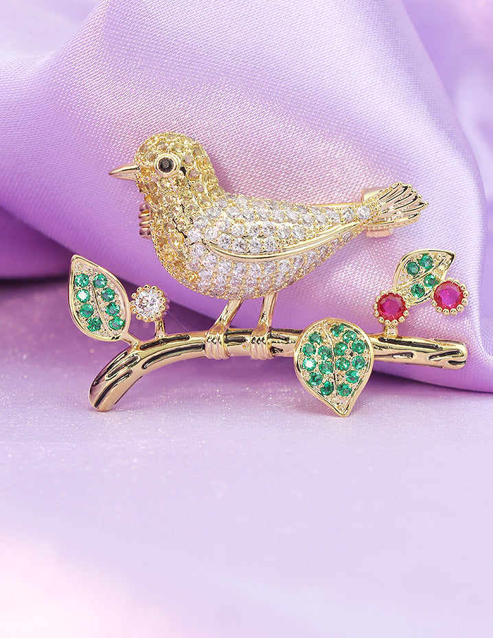 Designer Gold Polish Zirconia Brooch