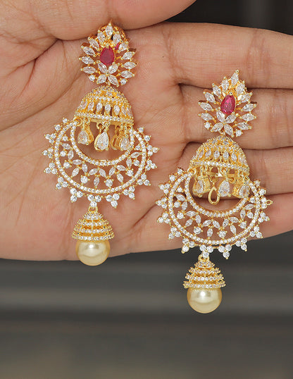 Designer Zirconia Royal Ruby Jhumka