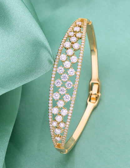 Zirconia Gold Polish Kada Bracelet