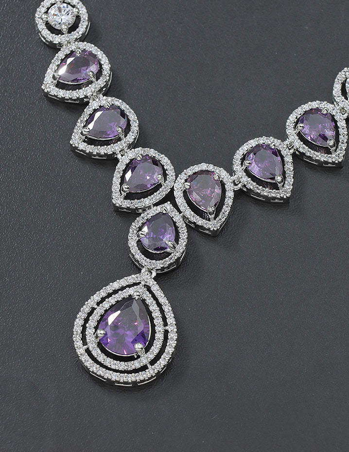 Designer Rhodium Polish Zirconia Necklace Set