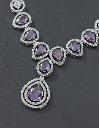 Designer Rhodium Polish Zirconia Necklace Set