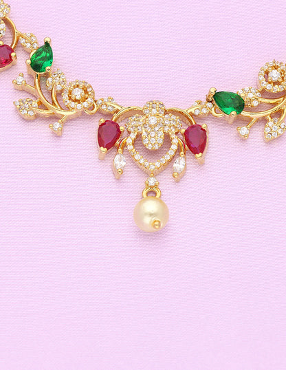 Designer Gold Plated Zirconia Necklace Set