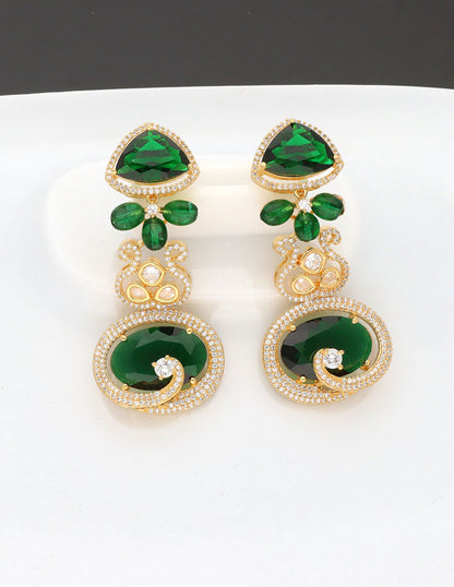 Zircon Gold Polish Dangler Earrings