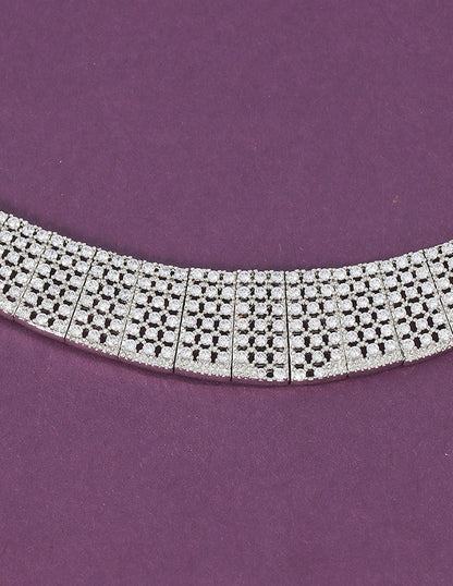 Designer Rhodium Polish Zirconia Necklace Set