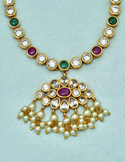 Designer Antique Plated Kundan Necklace Set