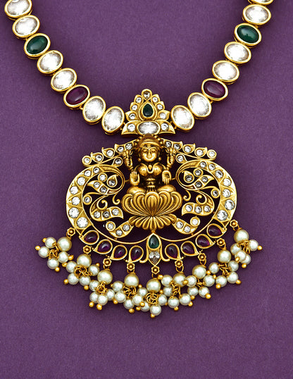 Designer Antique Plated Kempu Necklace Set