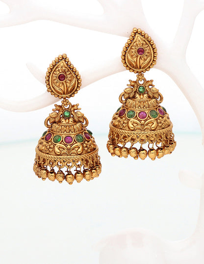 Designer Kempu Jhumka Earrings