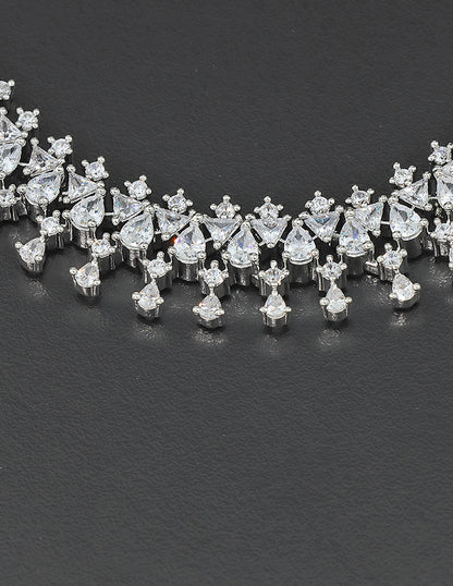 Designer Rhodium Polish Zirconia Necklace Set
