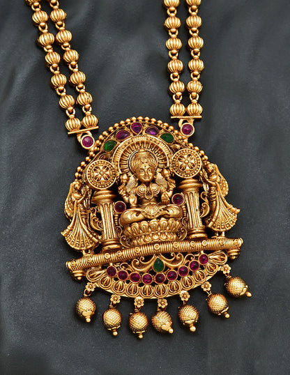Antique 2 Ball Chain Lakshmi Devi Long Haaram