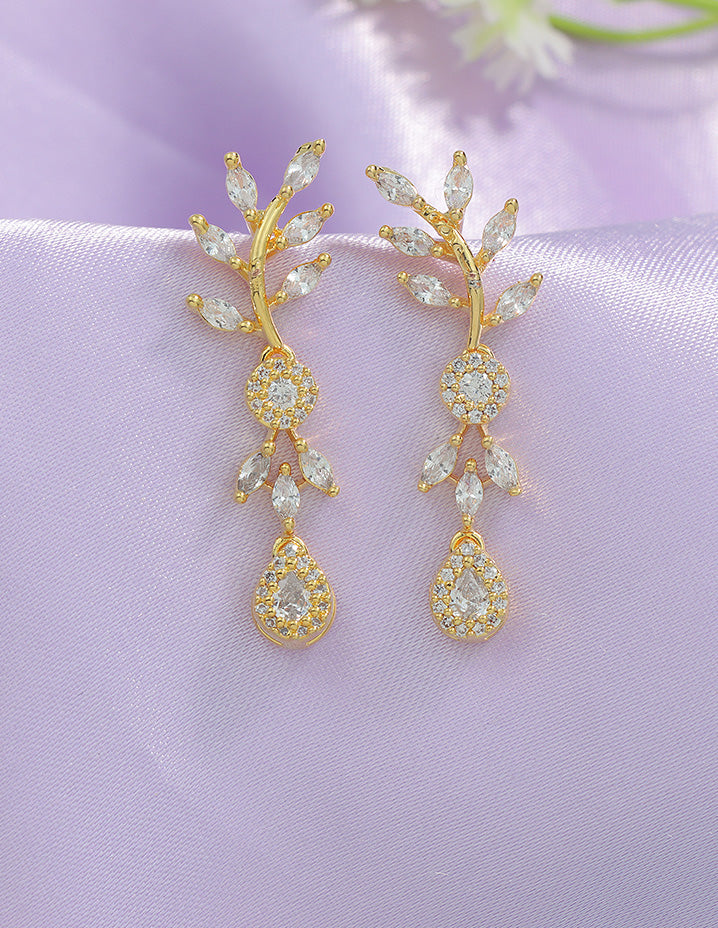 Designer Zirconia Floral Cascade Sparkle Earrings