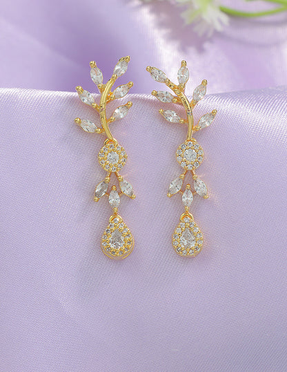 Designer Zirconia Floral Cascade Sparkle Earrings