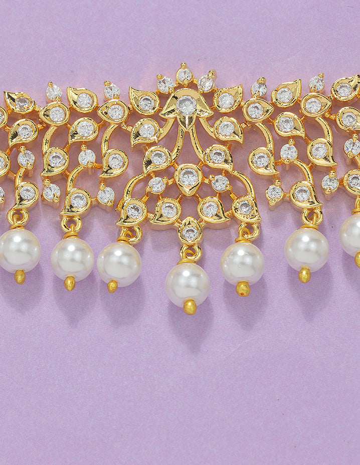 Designer Gold Polish Zirconia Chain Vaddanam