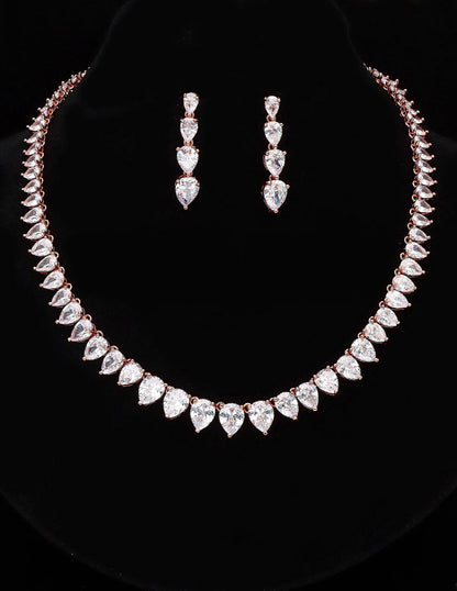 Rose gold Polish Zirconia Necklace Set