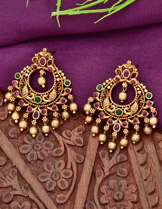 Designer Kempu Chandbali  Earrings