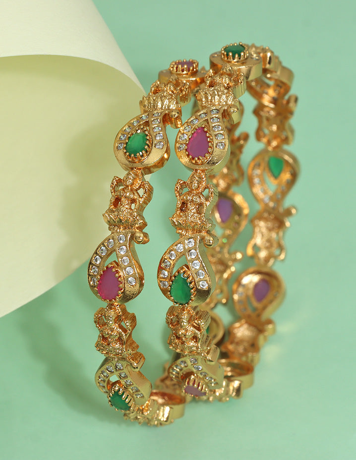 Designer Lakshmi Devi Mango Stone Bangles ZBGL11275
