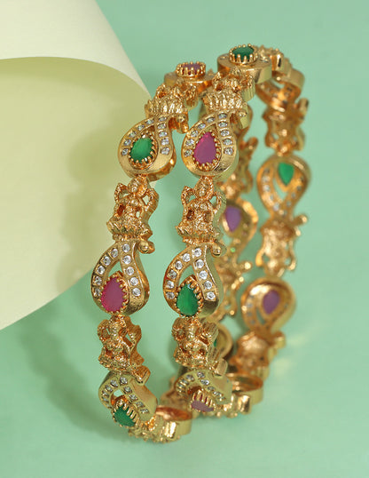 Designer Lakshmi Devi Mango Stone Bangles ZBGL11275