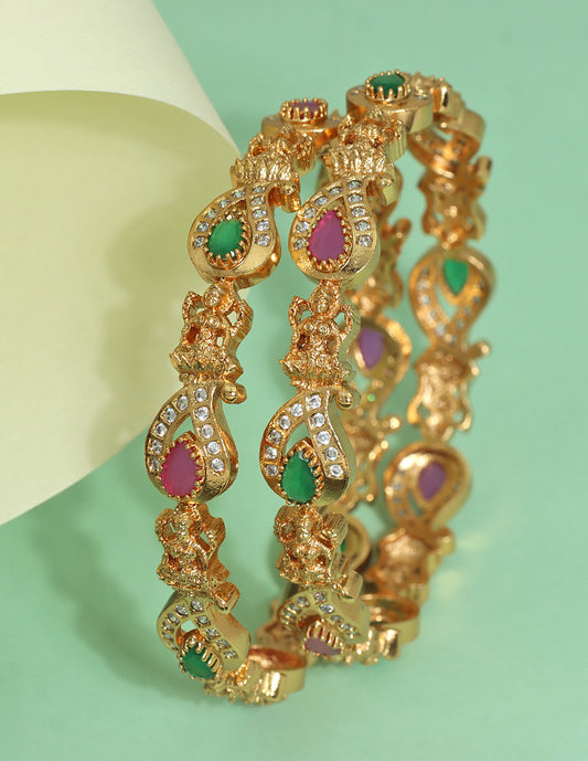 Designer Lakshmi Devi Mango Stone Bangles ZBGL11275