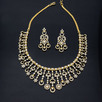 Exclusive Gold Polish Zirconia Necklace Set