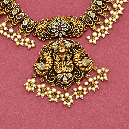 Antique Peacock Design Guttapusalu Necklace Set