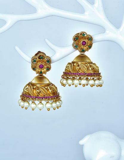 Designer Antique Zirconia Jhumka Earrings