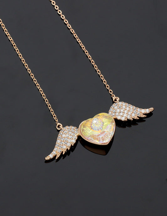 Swarovski Crystal Angel Heart Chain Pendant