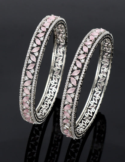Zircon Kada Bangles zbgl10877/Rhodium