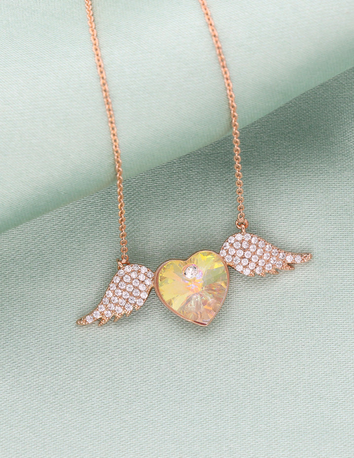 Swarovski Crystal Angel Heart Chain Pendant