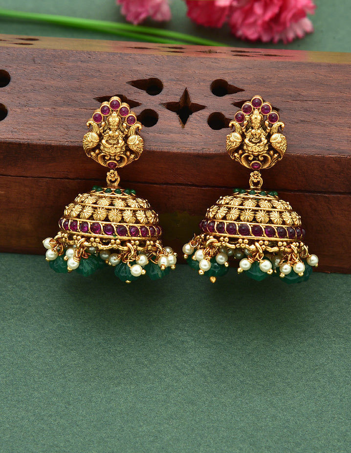 Designer Lakshmi Devi Mango Kempu Necklace Set