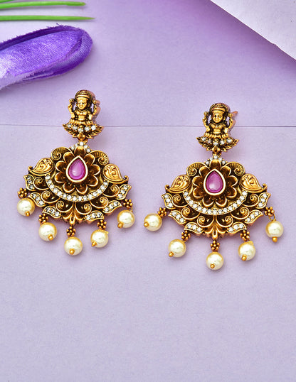 Antique Lakshmi Devi Cz Necklace Set