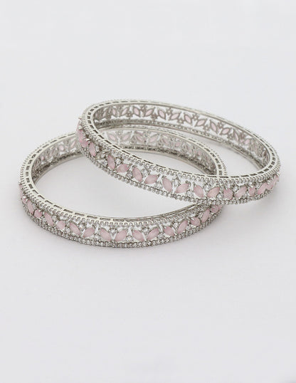 Zircon Kada Bangles zbgl10877/Rhodium