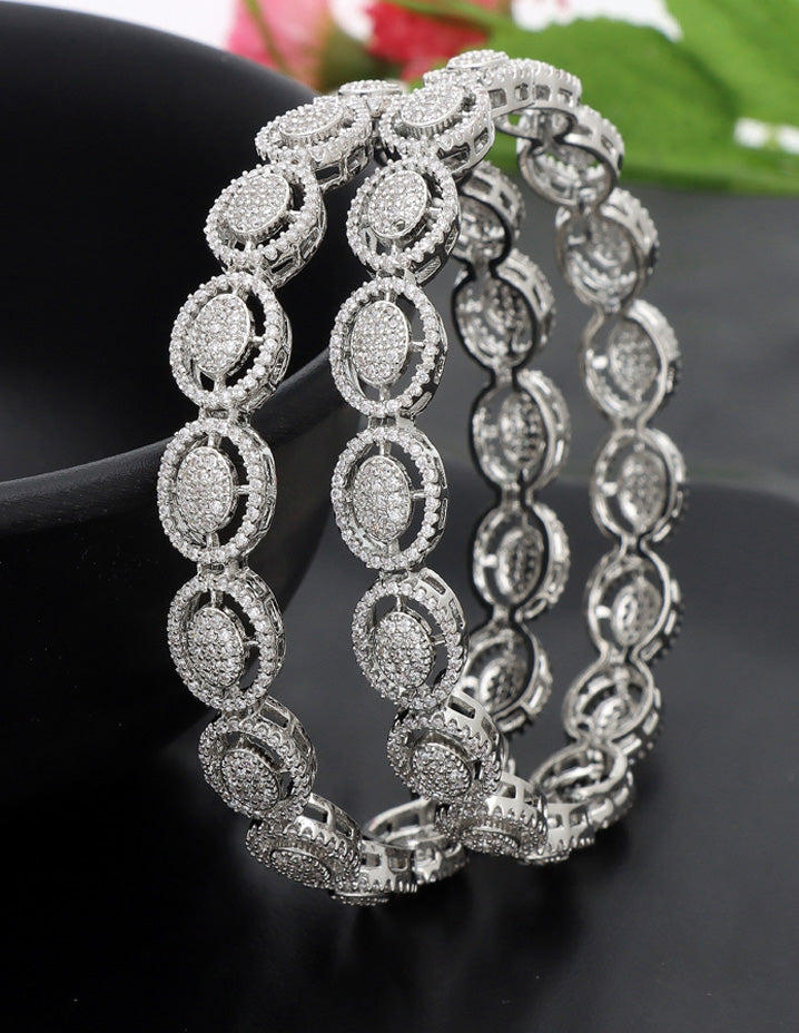 Zircon Rhodium Polish Kada Bangles ZBGL10953