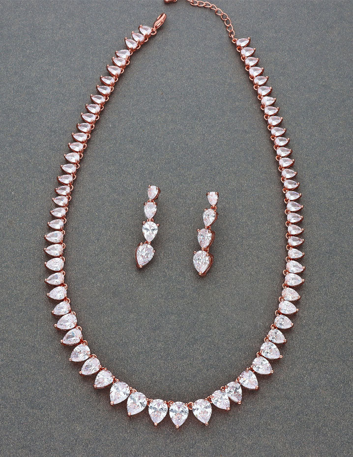Rose gold Polish Zirconia Necklace Set
