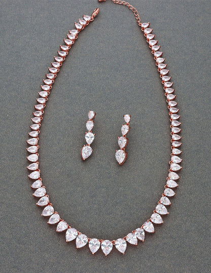 Rose gold Polish Zirconia Necklace Set
