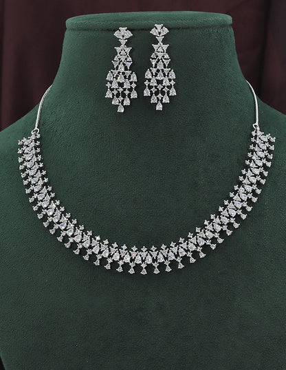 Designer Rhodium Polish Zirconia Necklace Set