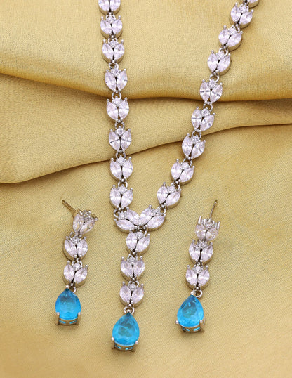 Rhodium Polish Zirconia Necklace Set