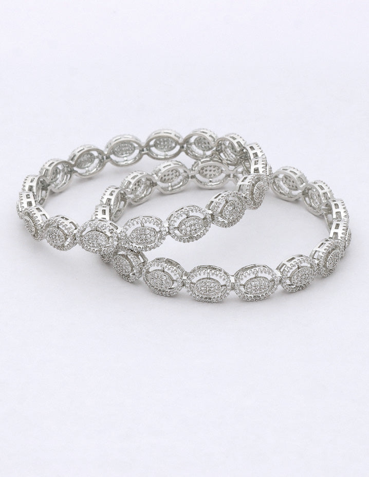 Zircon Rhodium Polish Kada Bangles ZBGL10953