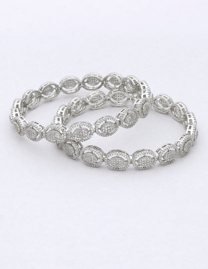 Zircon Rhodium Polish Kada Bangles ZBGL10953